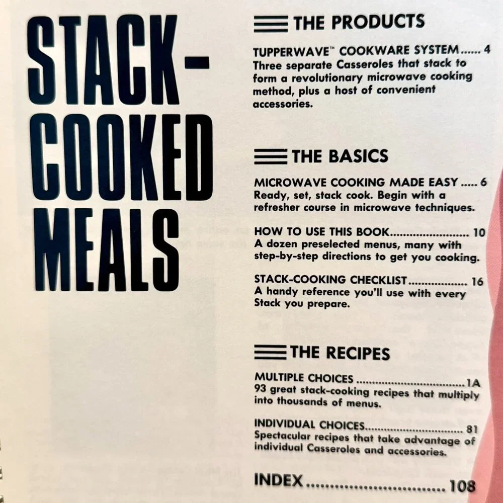 TUPPERWAVE STACK-COOKED MEALS Cookbook Vintage 1990 Microwave Menus Spiral HC. - Picture 7 of 16